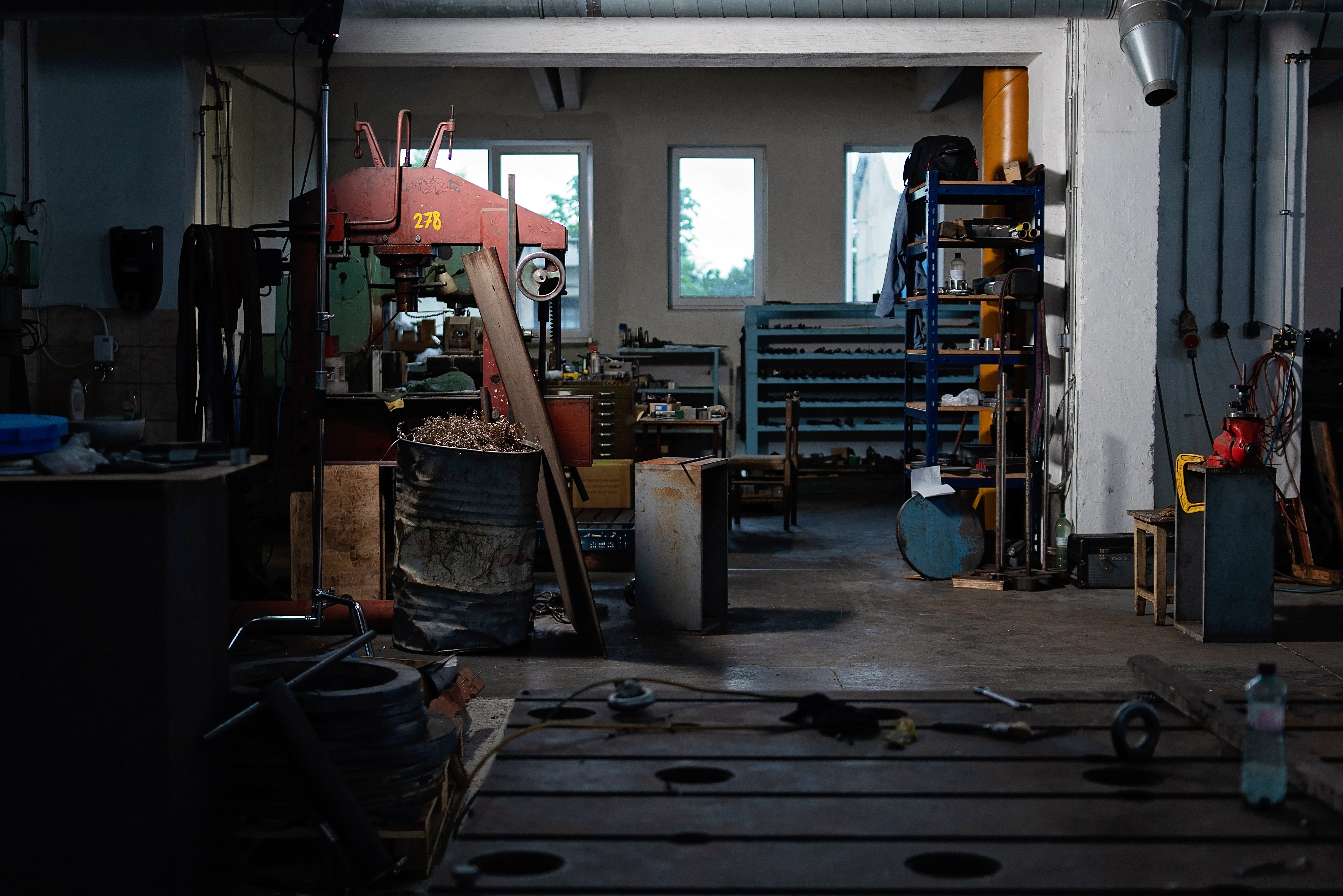 Old mechanic workshop with tools and machinery